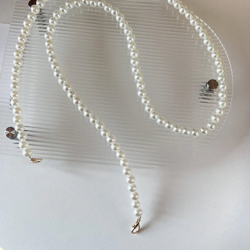 Elegant Lady Style Pearl Metal DIY Crossbody Phone Chain Anti-lost Beaded Shoulder Strap