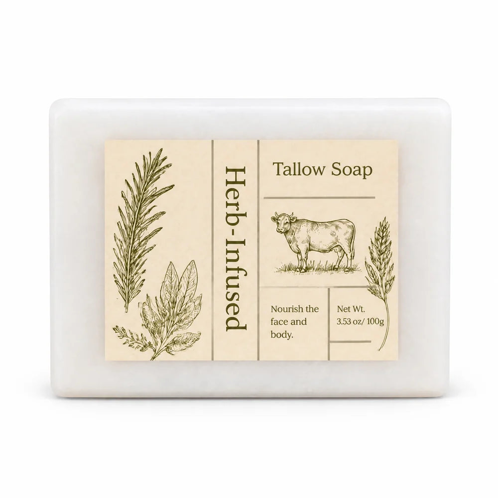Handmade Herb Infused Tallow Soap 100g Natural Beef Tallow Bar Soap Nourishing Face Body