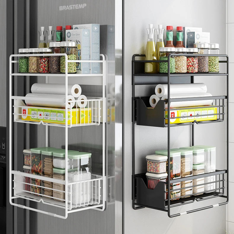 Magnetic Fridge Side Storage Rack, 1 to 4 Layers, 30 cm Wide