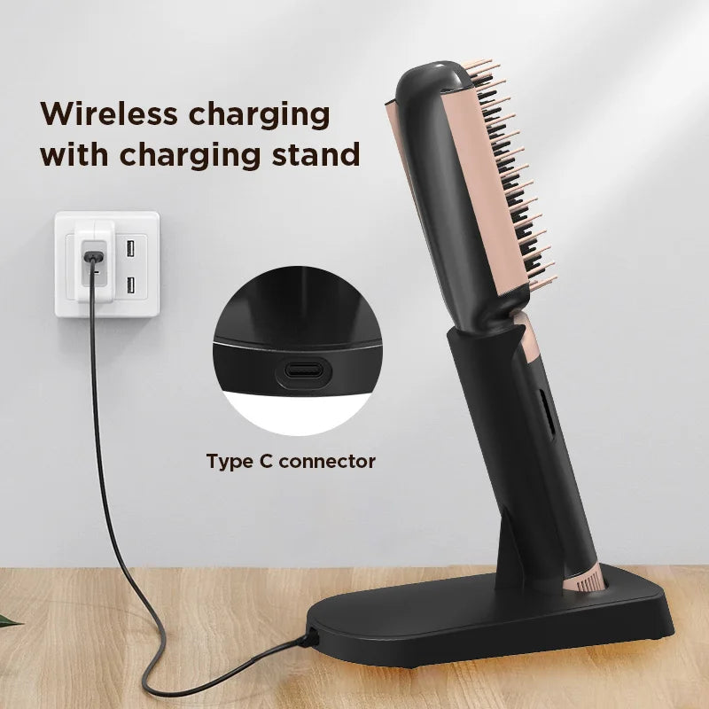 Cordless Ceramic Hair Straightening Comb, USB Rechargeable, 75W - image 3