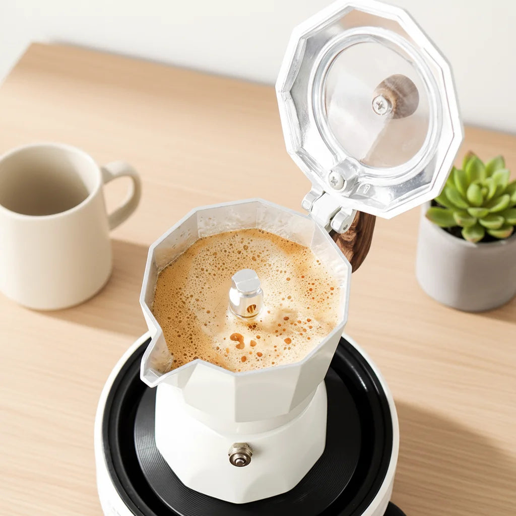 Double-Valve Aluminum Moka Pot Set, 150 ml or 300 ml Sizes - image 3