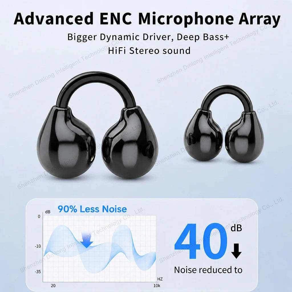 J60 Lightweight Open-Ear Headphones Sports TWS Ear Clip Earbuds Hifi Sound True Wireless