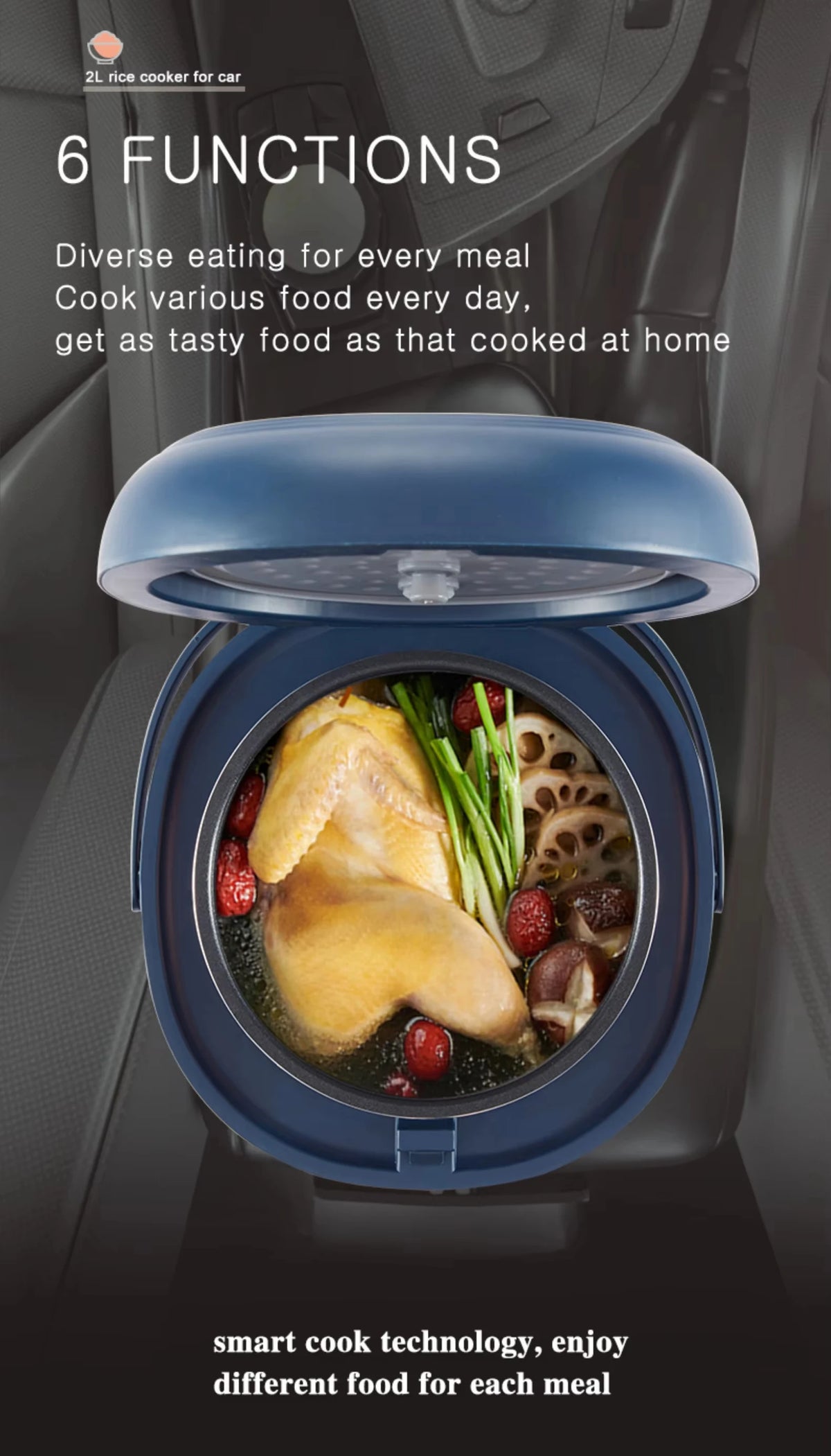 2L Car Rice Cooker for 12V or 24V Vehicles with Steaming Basket - image 5