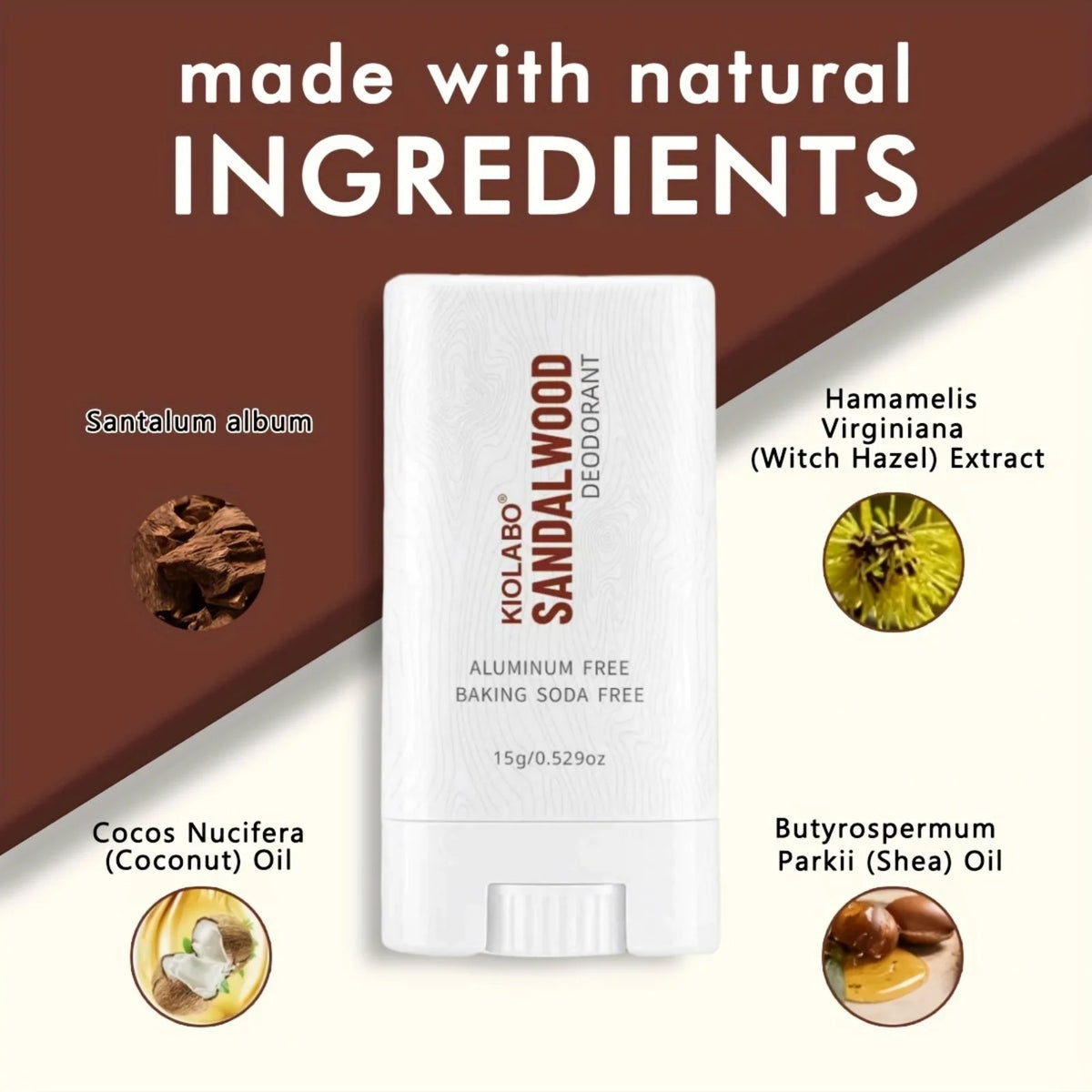 Refillable Aluminum-Free Sandalwood Deodorant Stick, 15 g - image 5
