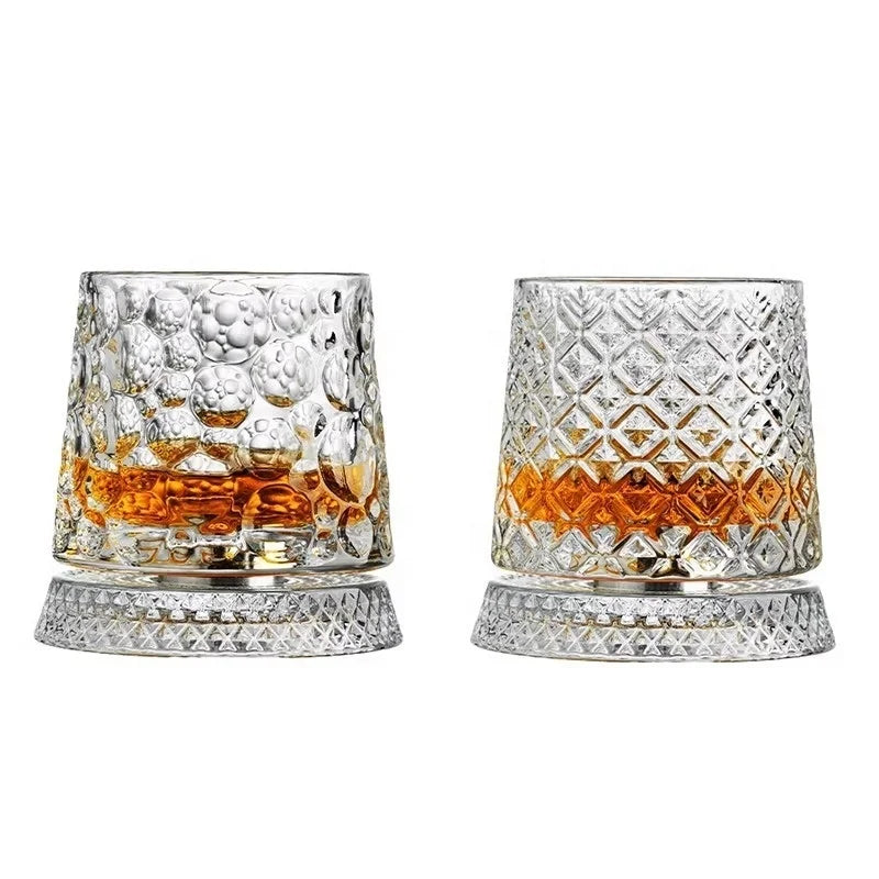 260 ml Diamond-Cut Spinning Whiskey Tumbler, Lead-Free Glass - image 6