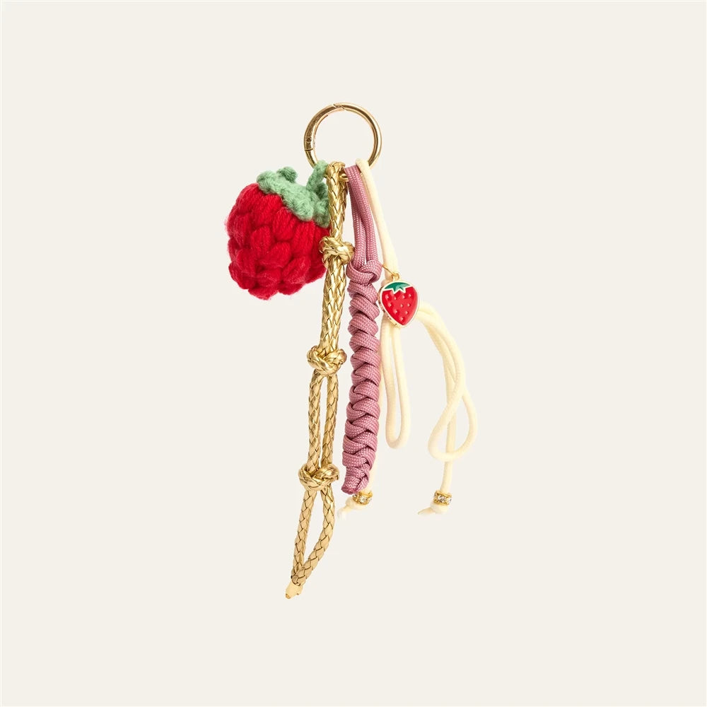 Retro Simple Accessory Rope Fabric Bag Charms Pearl Beaded Chain Duck Heart Strawberry