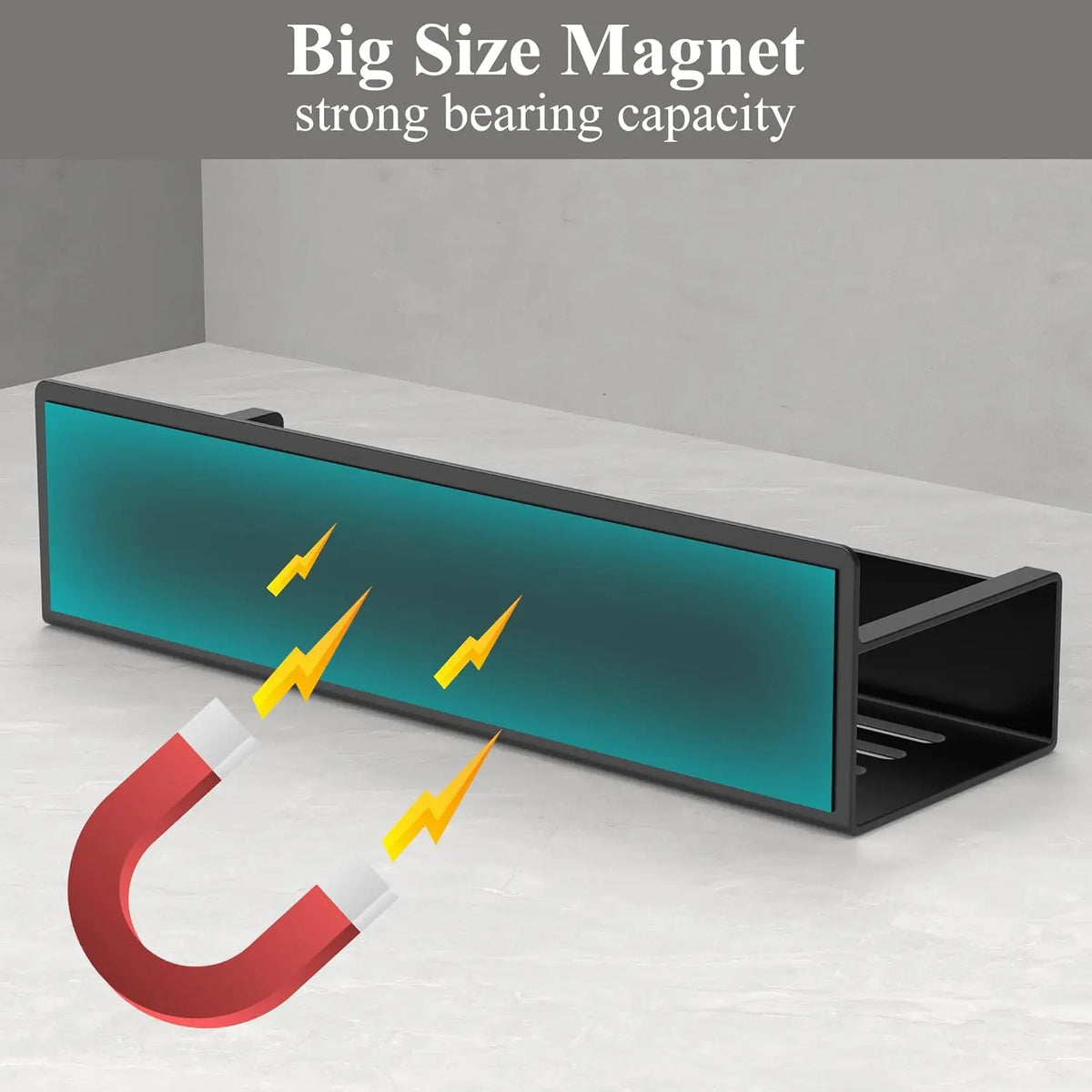 3-Tier Magnetic Fridge Spice Rack with Hooks, Black Iron, No Drill - image 5