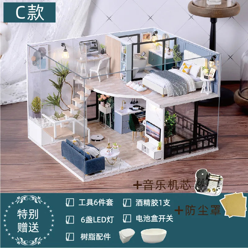 DIY Wooden Model Cottage Kit for Hand Assembly, 30 x 23.5 x 7 cm - image 8