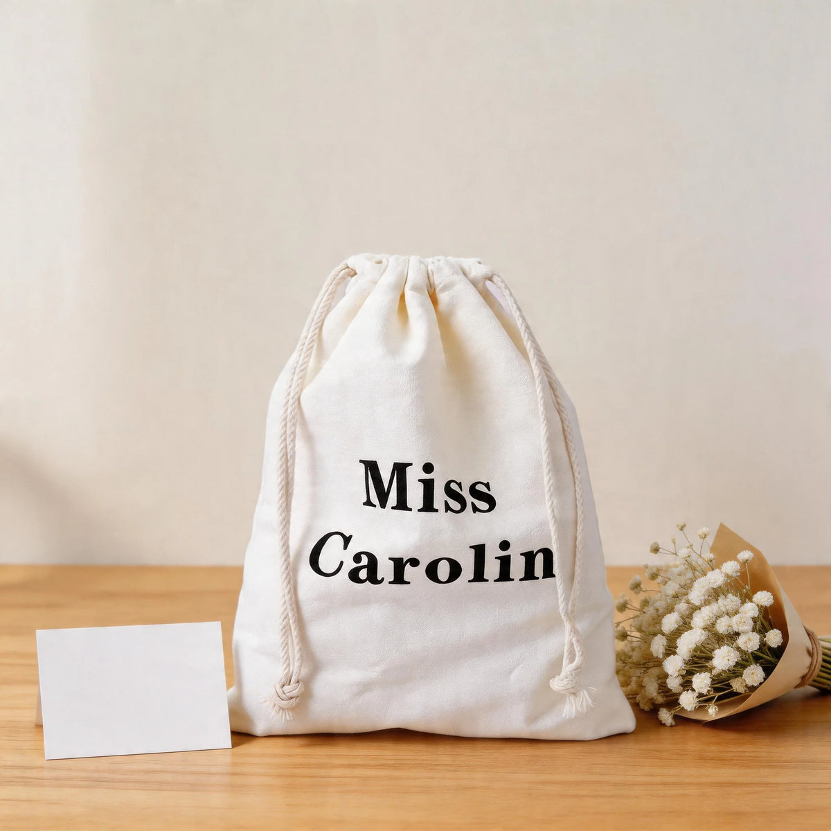 White Canvas Drawstring Dust Bag for Shoes and Handbags, 80 g - image 2