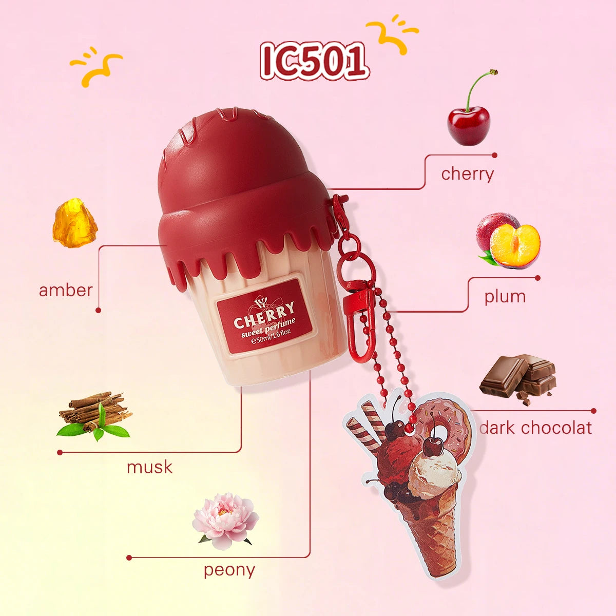 Ice Cream Scented Body Mist with Sweet Vanilla Notes, 50 ml