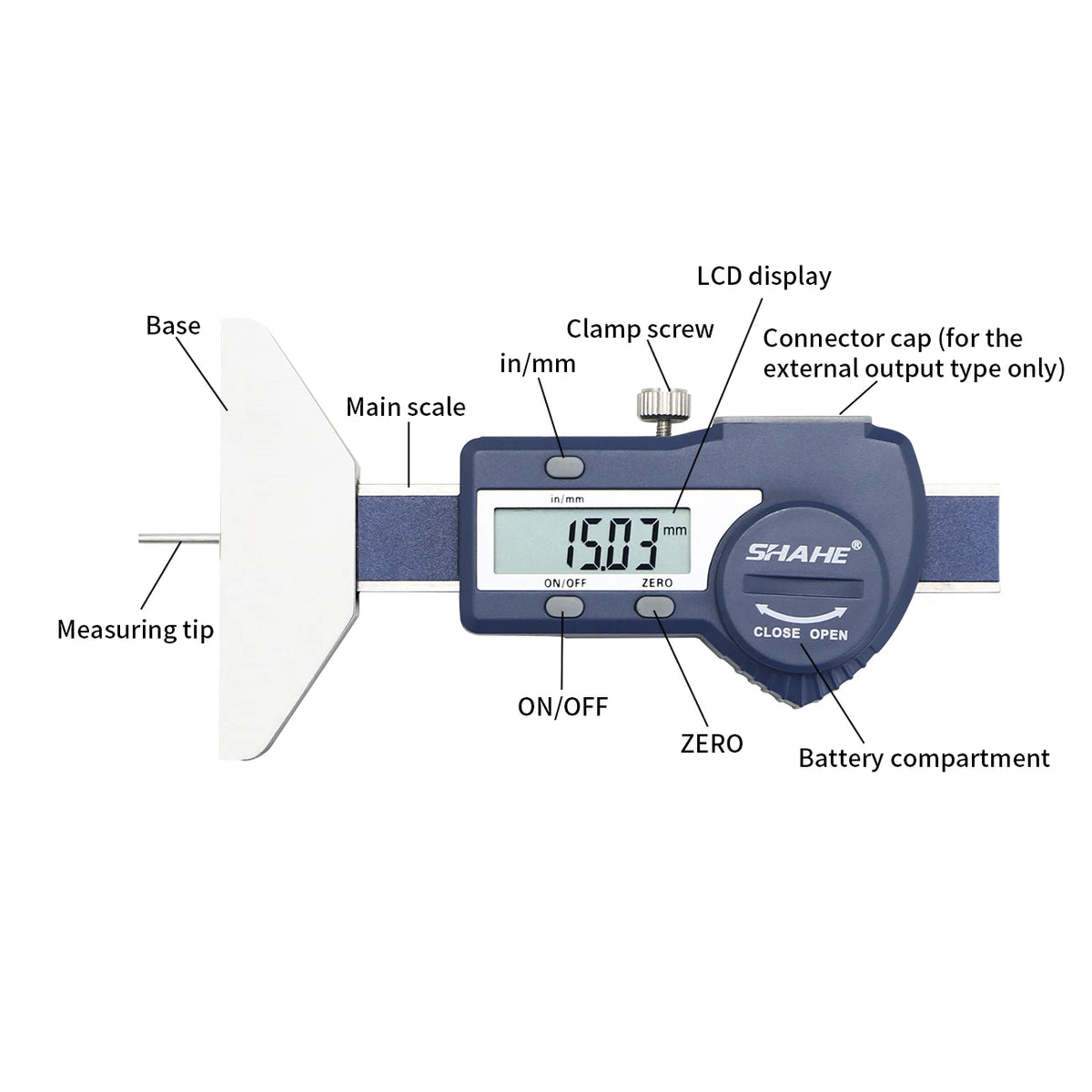 Stainless Steel Digital Depth Gauge, 0-25 or 0-50 mm, 0.01 mm - image 2