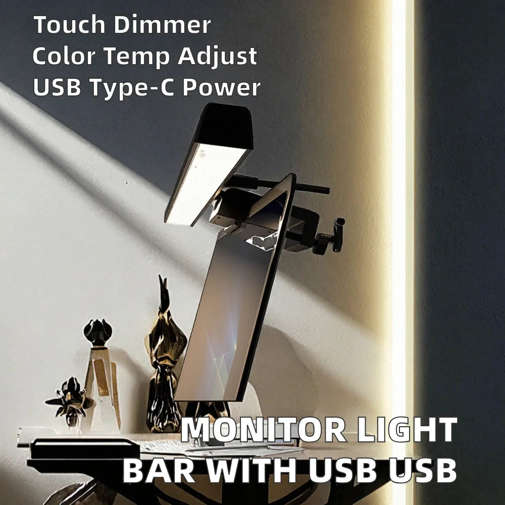 White Monitor Light Bar with Touch Control, 3 Color Temperatures - image 2