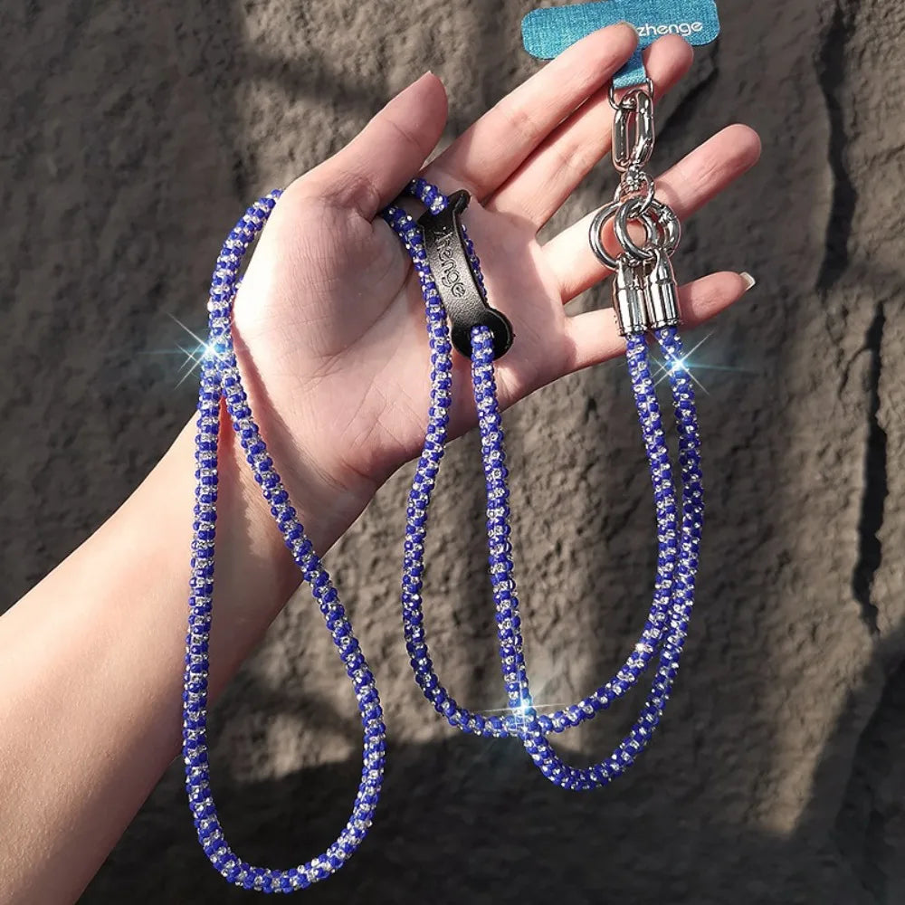Hanging Cord Glitter Rhinestone Phone Lanyard Long Style Crossbody Chain Mobile Phone