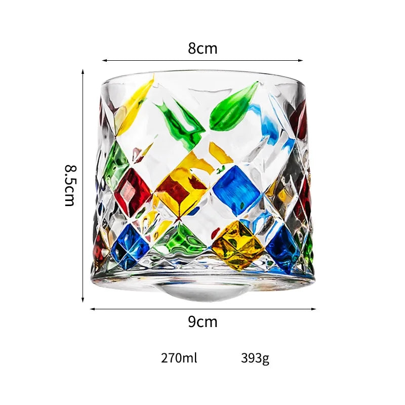 270 ml Colorful Spinning Whiskey Glass, Optional Wooden Base - image 10