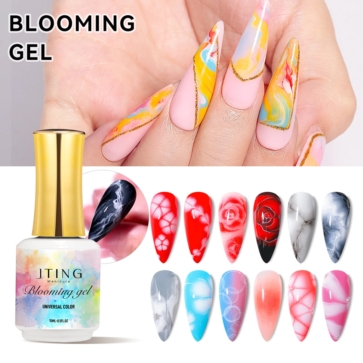 Nail Art Universal Colors Gradient Effect Blooming Gel Polish Top Coat 15 ML Bottle Clear