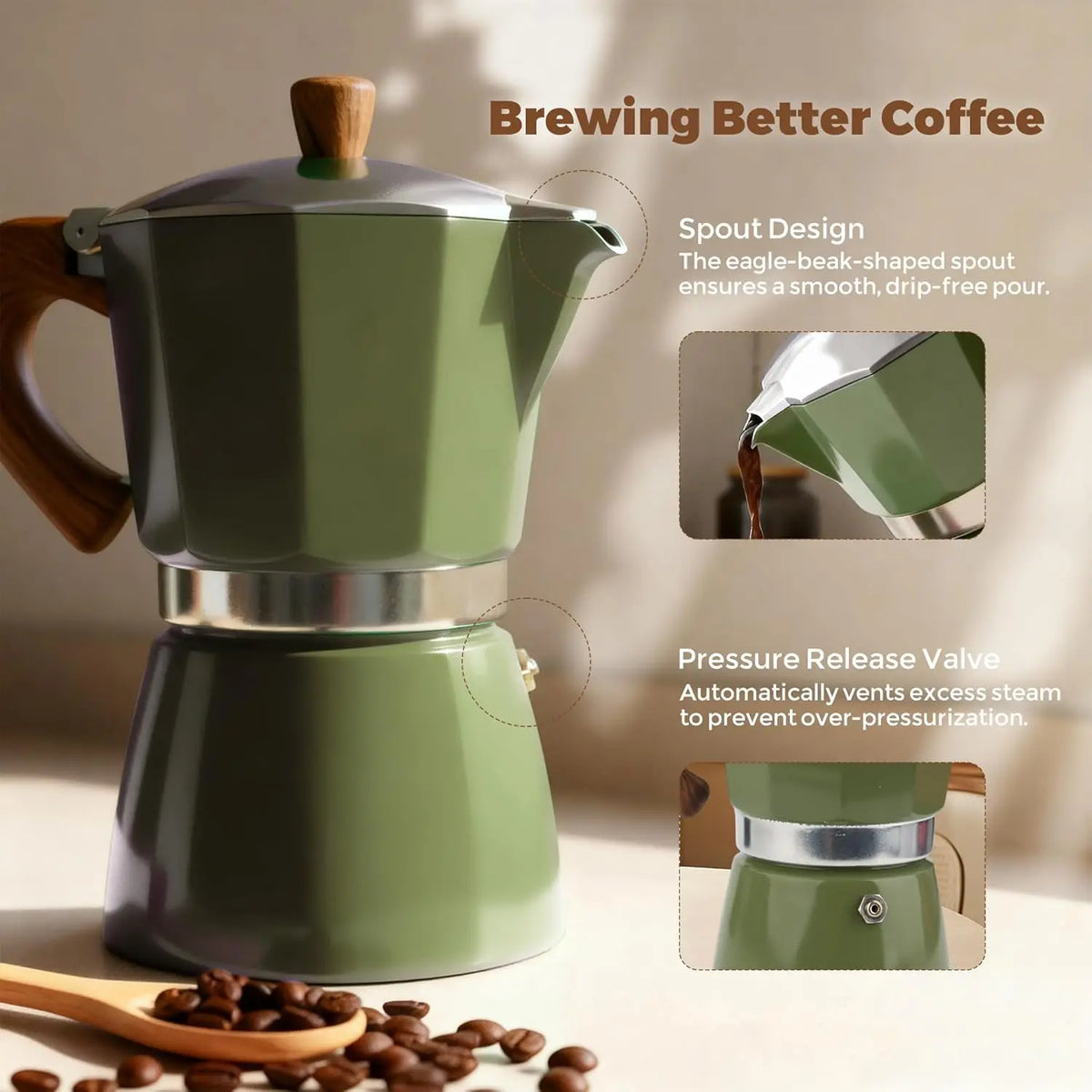 150 ml Single-Valve Aluminum Moka Pot for Italian-Style Coffee - image 3