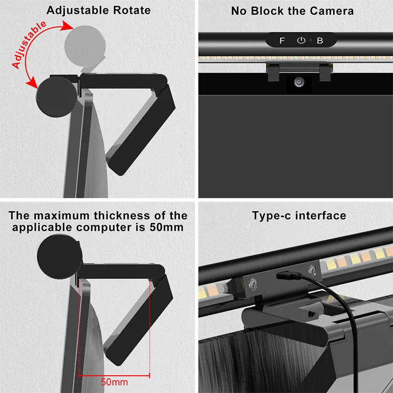 USB LED Monitor Light Bar Wireless Remote Glowing Screen Hanging Lamp PC Desktop Desk