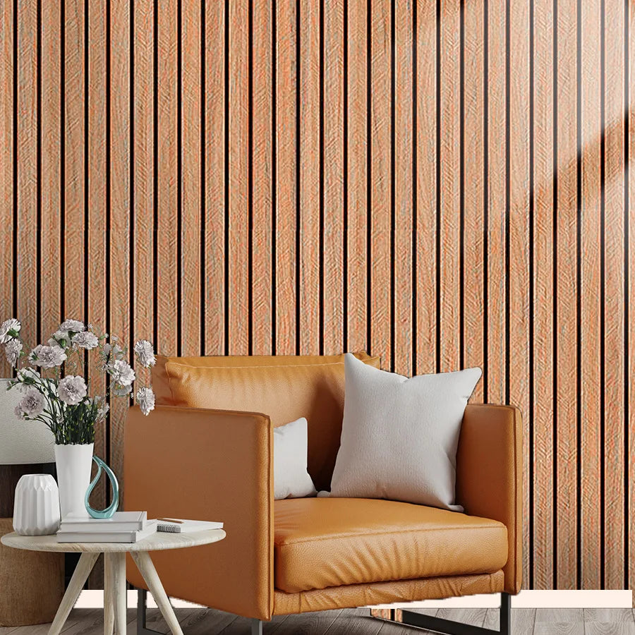 Faux Wood Grain Grille Self-Adhesive Wall Panel, 45 cm x 5 m, 3 mm - image 5
