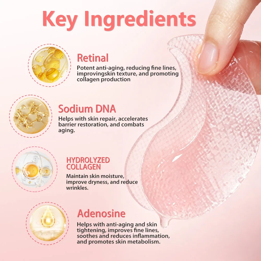 PDRN Retinol Caffeine Eye Patches Collagen Gel Eye Mask Anti-Aging Dark Circle Wrinkle