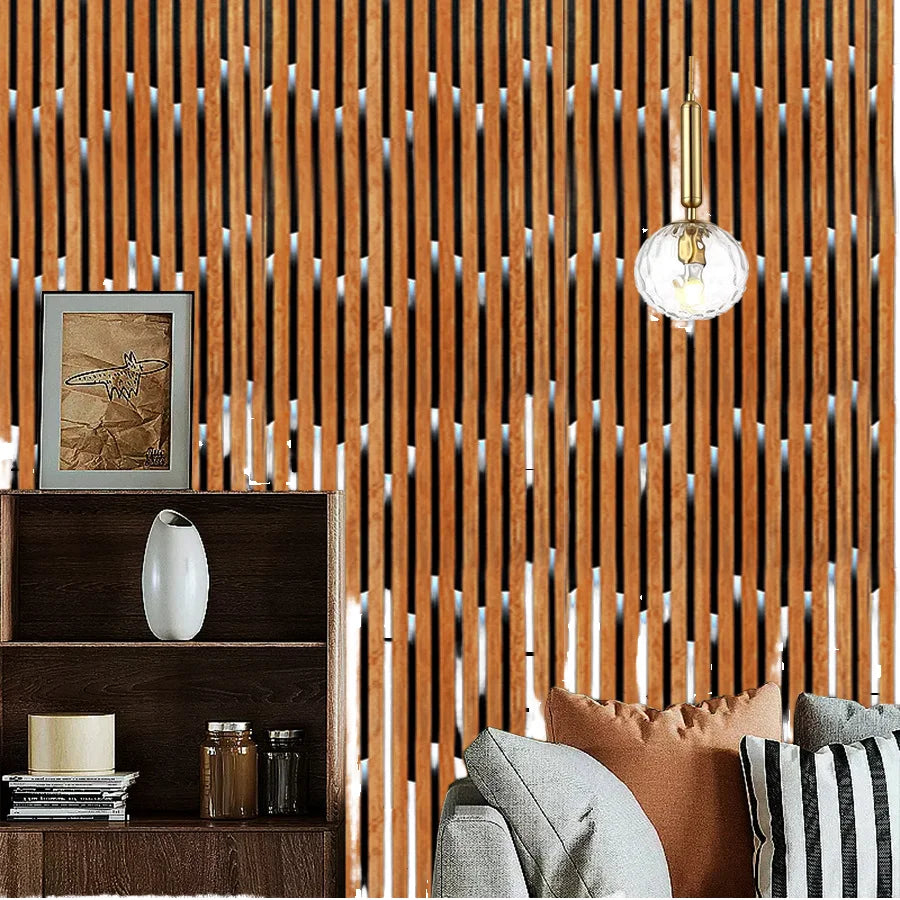 Faux Wood Grain Grille Self-Adhesive Wall Panel, 45 cm x 5 m, 3 mm
