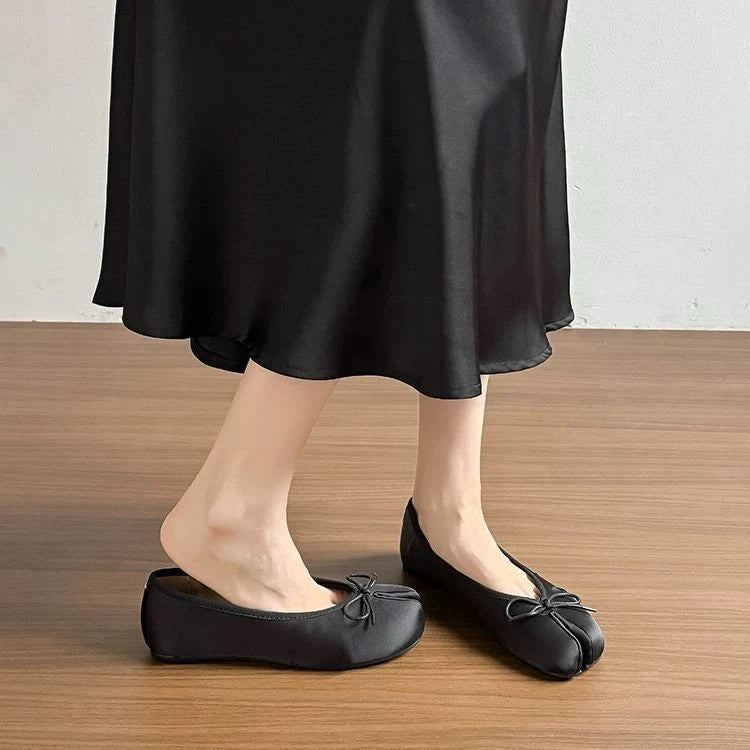 Silk Fabric Split-Toe Flats with Bowknot, Slip-On, EU 35–42 - image 5