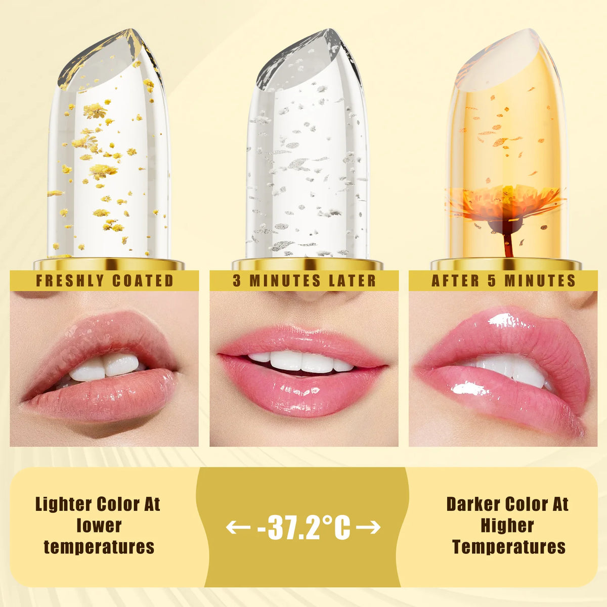 Lip Gloss 6 Colors Fruity Hydrating Plump Peptide Lip Tint Liquid Tinted SPF Lip Balm