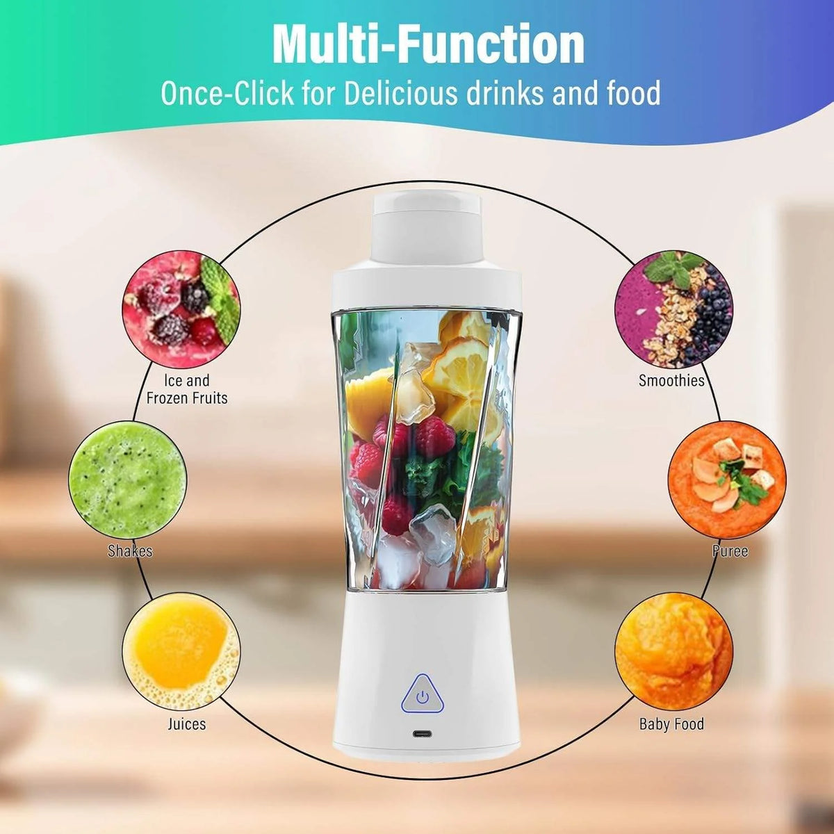 Rechargeable Blender Juice Cup for Fresh Fruit Drinks, 600 ml - image 4
