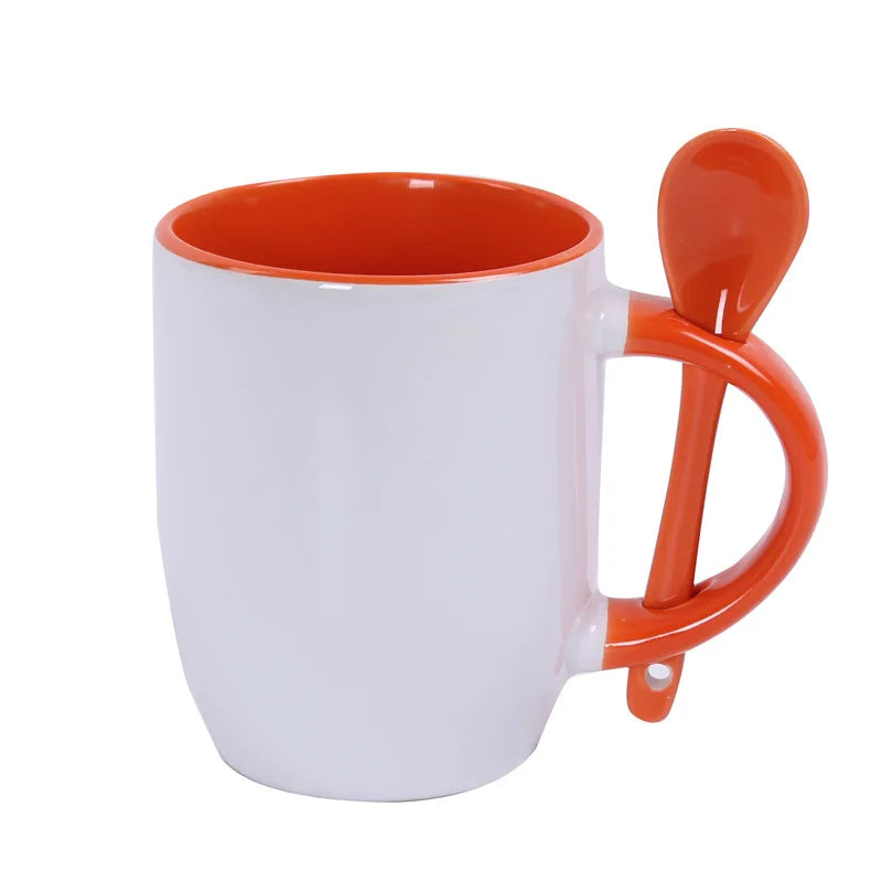 Colored 11 oz Ceramic Sublimation Blank Coffee Mug with Spoon - image 7