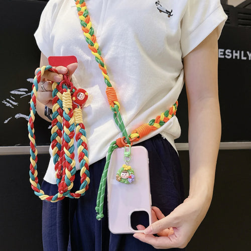 Nylon Woven Mobile Phone Lanyard Long Crossbody Strap Strong Anti-Loss Neck Strap for Men
