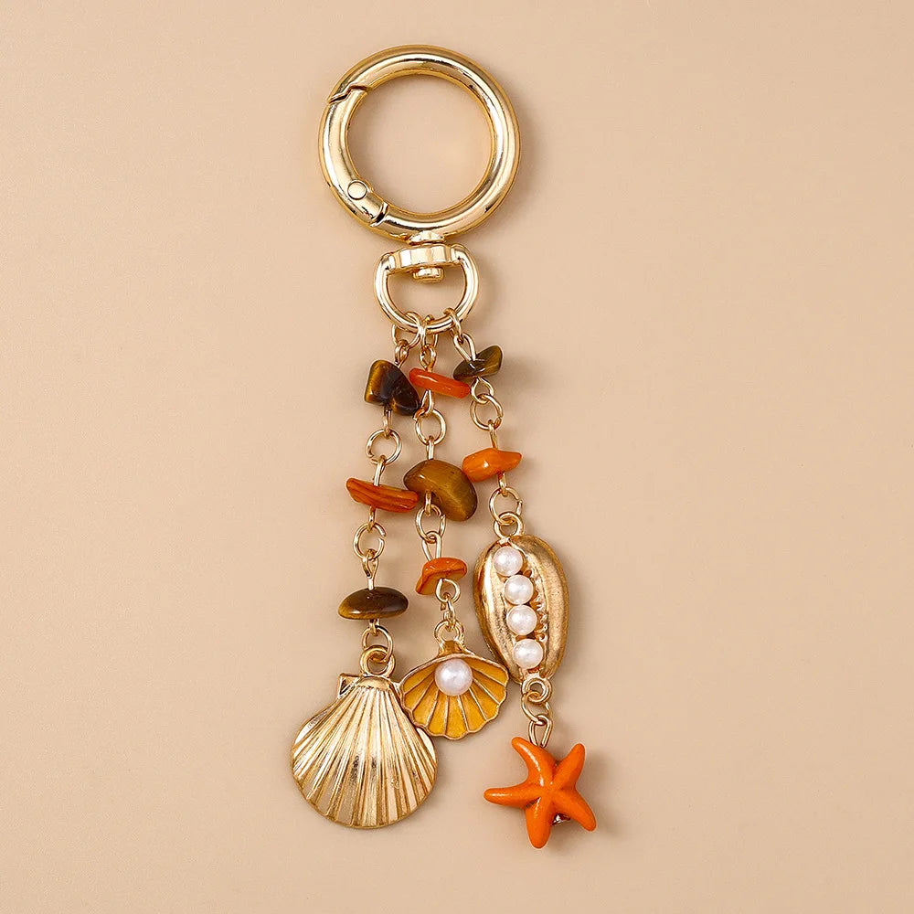 Starfish, Seahorse and Octopus Beach Keychain with Pearl Beads - image 5