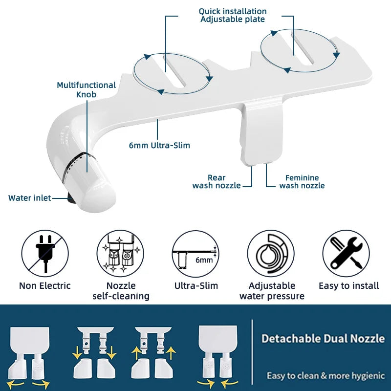 Bathroom Feminine Wash Smart Bidet Toilet Attachment Modern Plastic Hotel Use Easy