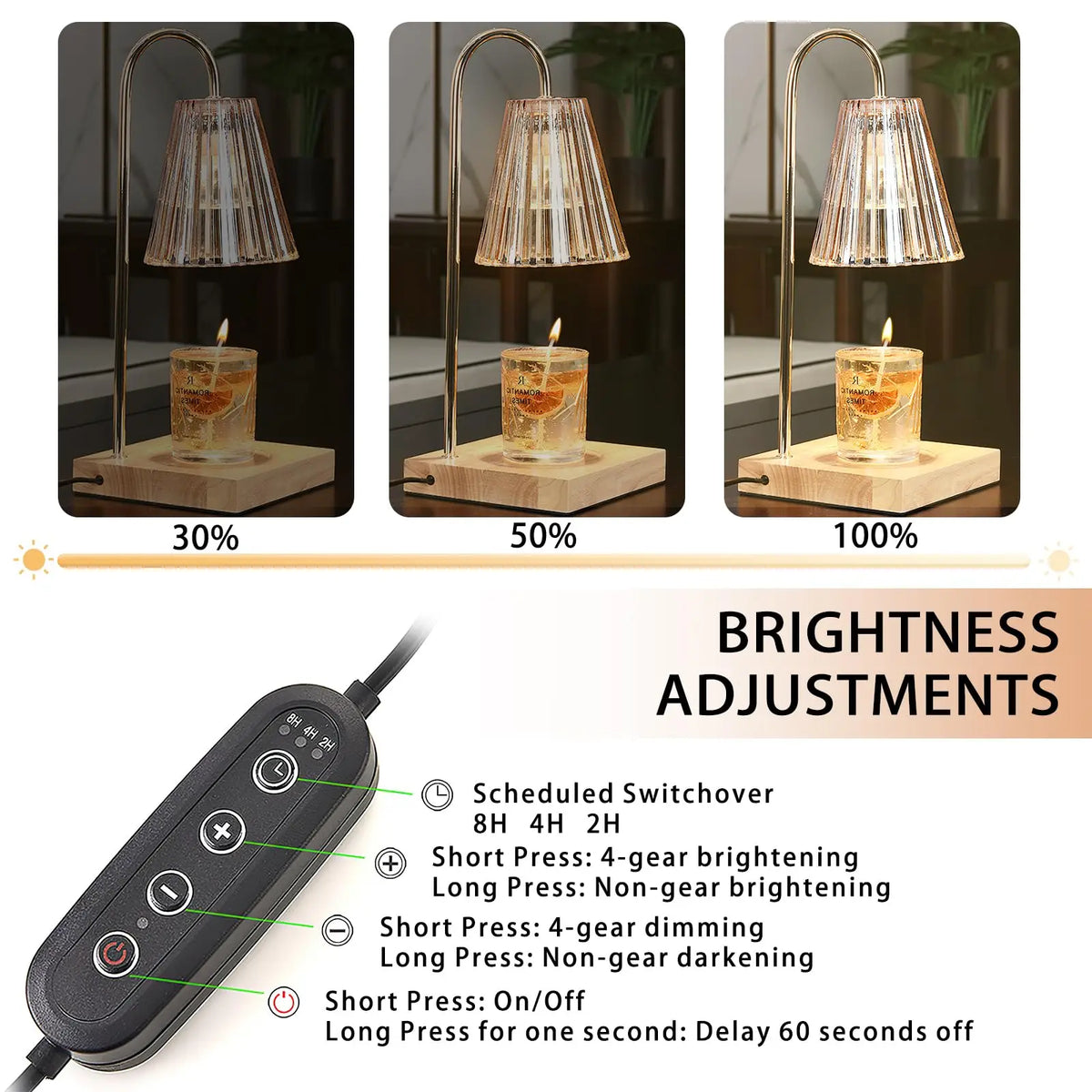 Gold Metal Candle Warmer Table Lamp for Jar Candles, US Plug - image 6