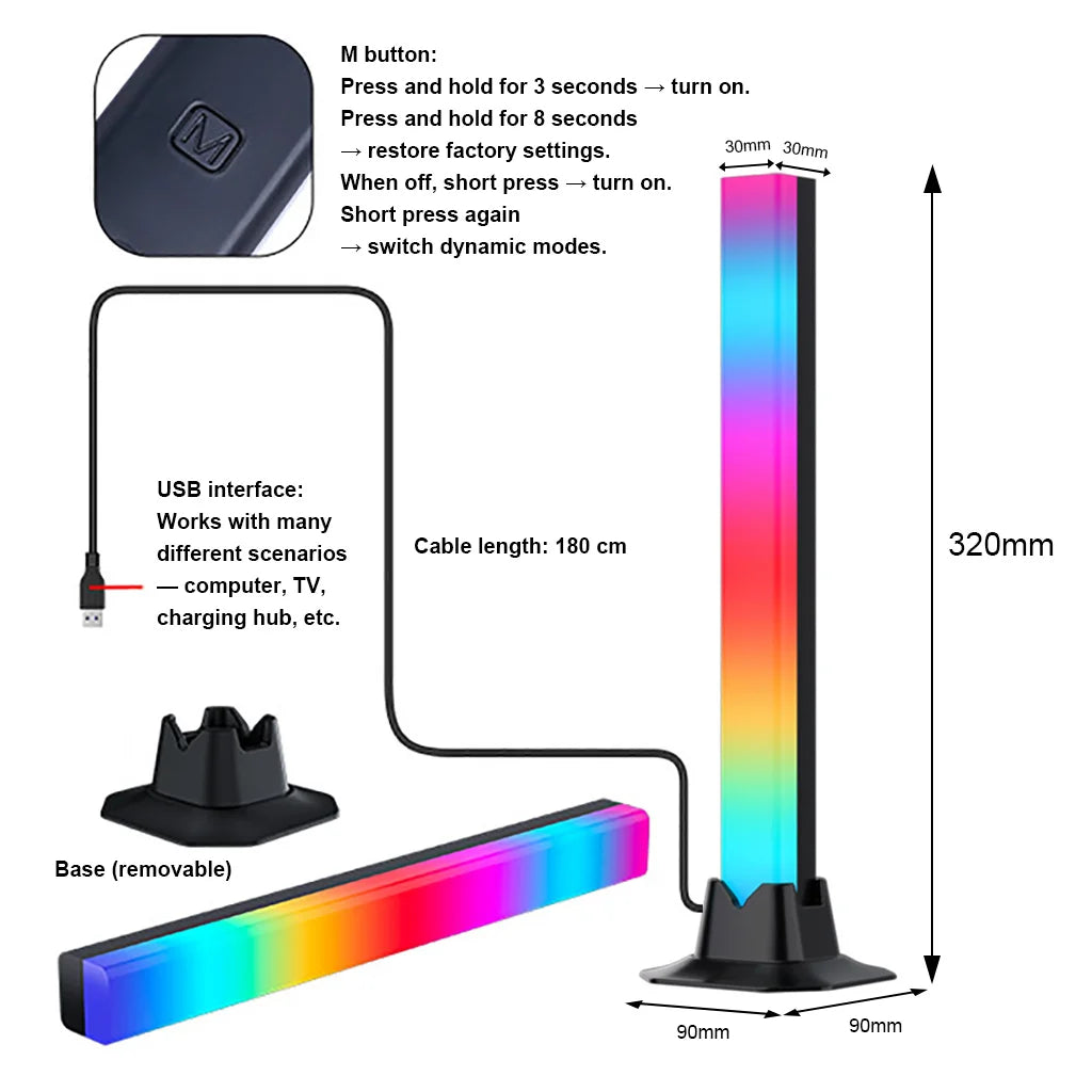 APP Remote Control Light Bar Smart WIFI Home Theater TV Ambient RGBIC Monitor Lamp Voice