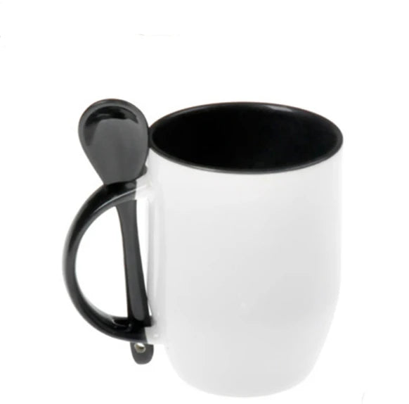Colored 11 oz Ceramic Sublimation Blank Coffee Mug with Spoon - image 8