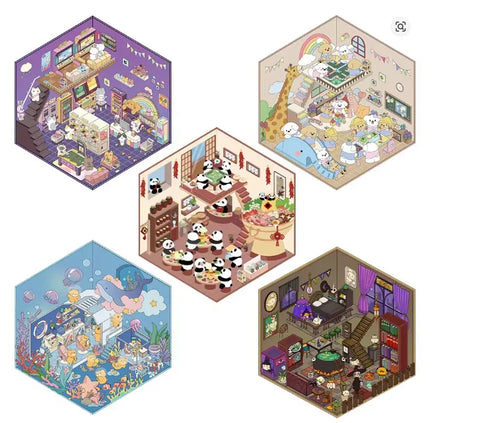 Cute Funny Cartoon 3D Scene Simulation Aesthetic Toy Stickers Animal Cat Magic Decals