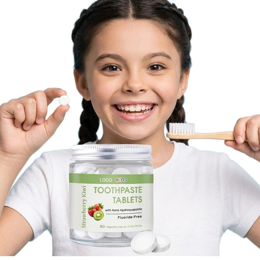 Toothpaste Tablets-Strawberry Kiwi Flavor, Nano Hydroxyapatite Chemical Formula, Fluoride