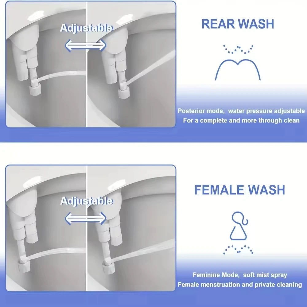 Dual Retractable Nozzle Bidet Attachment, White and Chrome - image 5