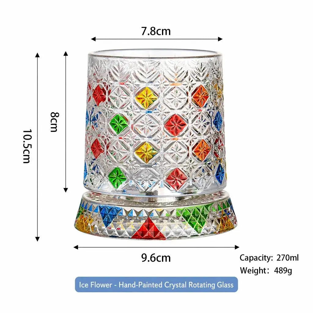 All-Over Hand-Painted Spinning Crystal Tumbler for Home Bar - image 8