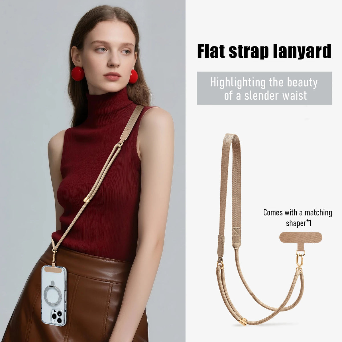Braided Nylon Neck or Crossbody Lanyard for Phone and ID, 130 cm - image 2