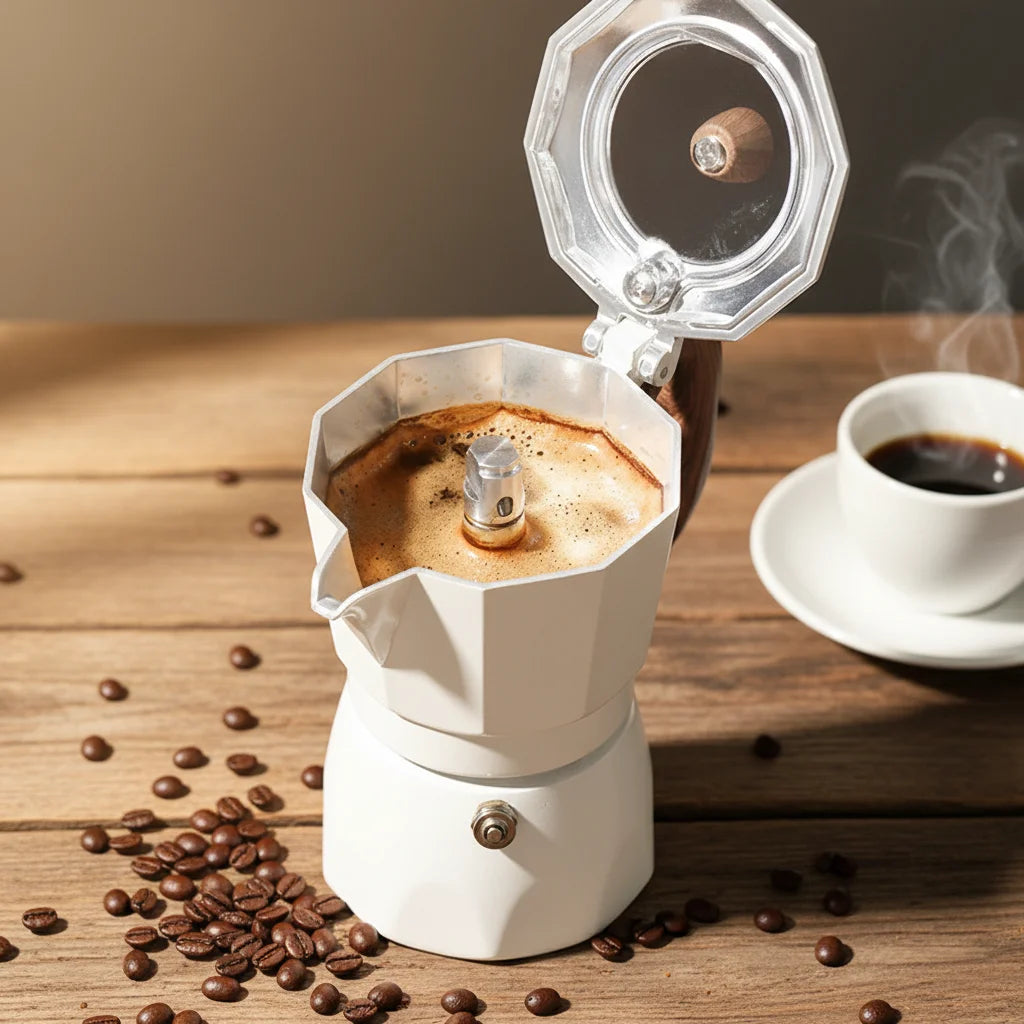Double-Valve Aluminum Moka Pot Set, 150 ml or 300 ml Sizes - image 4