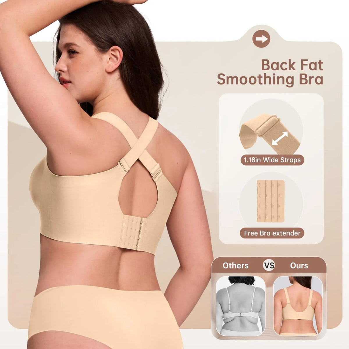 Wire-Free Push-Up Jelly Bra with Full Cups and 4-Hook Back, S–5XL - image 3