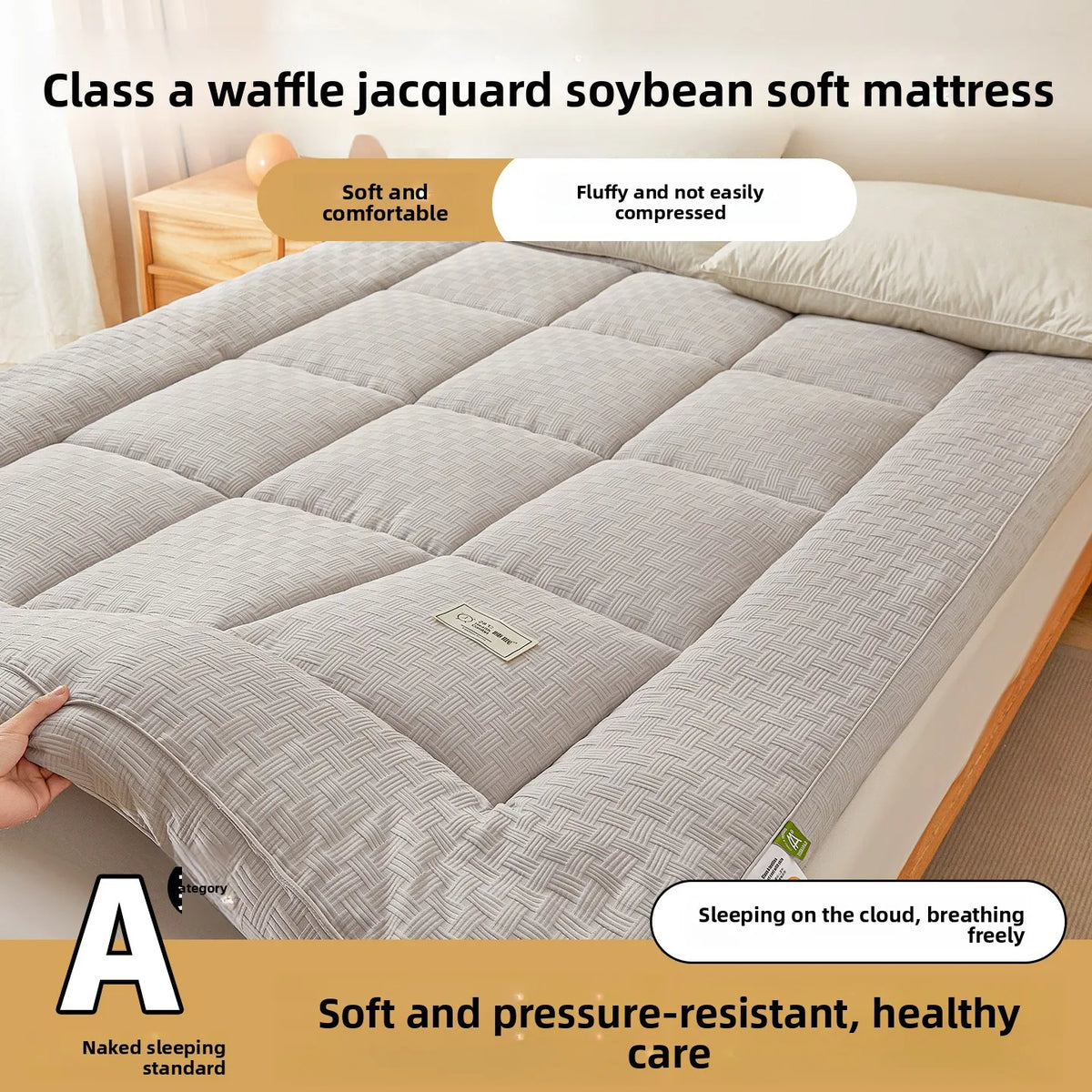 Class a Waffle Hybrid Polyester Fiber Mattress Home Tatami Bed Mat Single for Student