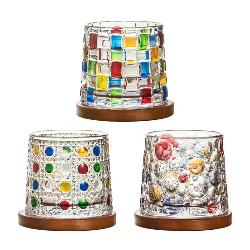 270 ml Colorful Spinning Whiskey Glass, Optional Wooden Base - image 5