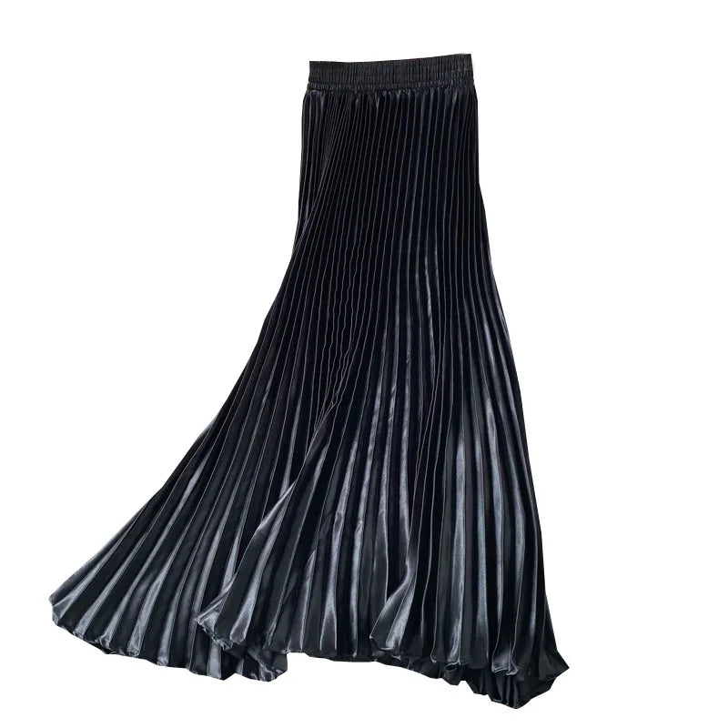 Accordion-Pleated A-Line Skirt, High Waist, Knee Length - image 5