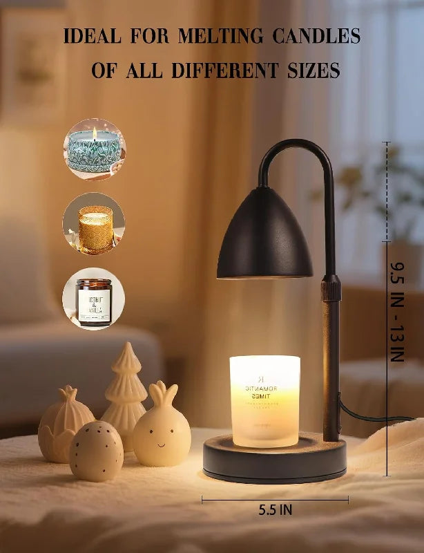 Height-Adjustable Metal and Wood Candle Warmer Lamp with Timer, Dimmer - image 2