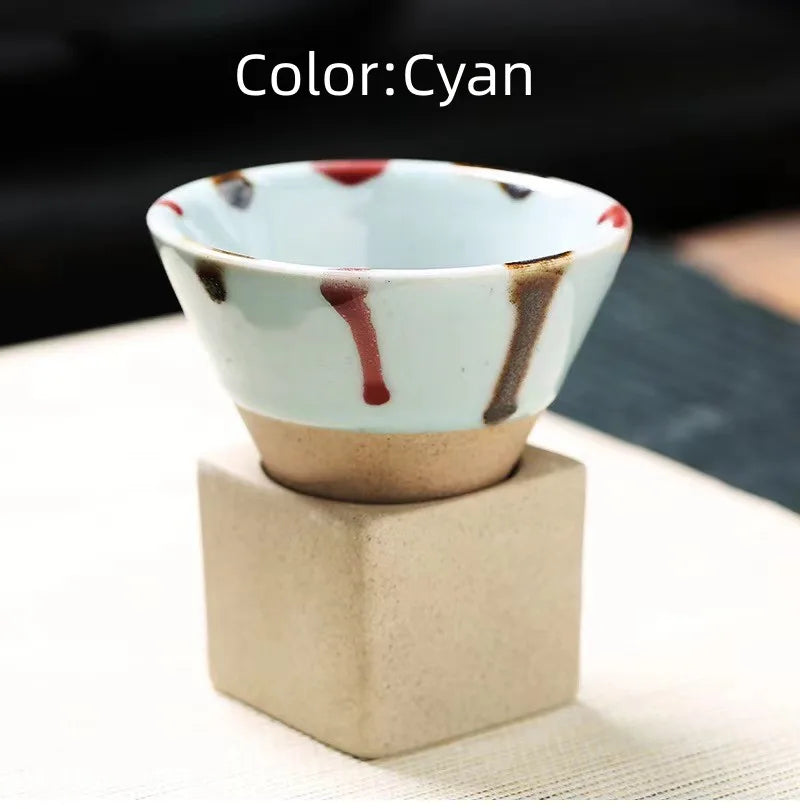 80 ml Retro Stoneware Espresso Cup with Base, Japandi Glaze - image 9