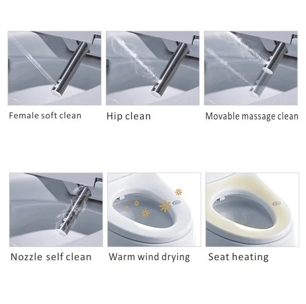 Heated Smart Bidet Seat with Warm Air Drying and Remote, Round - image 5