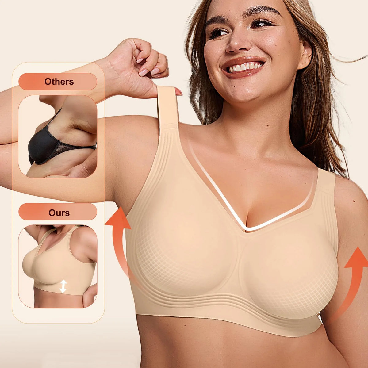 Women's Wireless Soft Support Jelly Bra Plus Size Seamless Invisible Underwear Push-Up