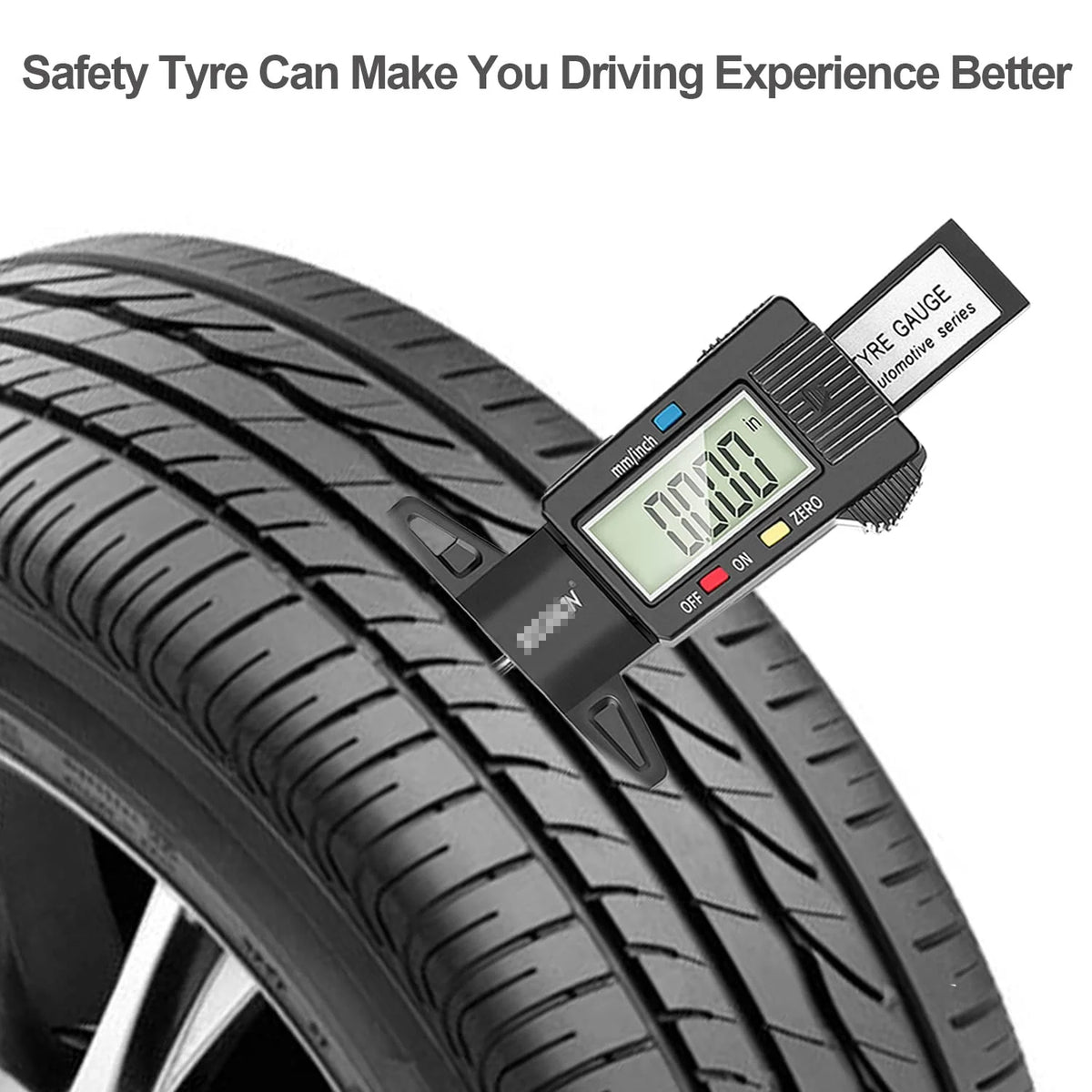 Black Digital Tire Tread Depth Gauge with Large LCD, 0-25.4 mm - image 6
