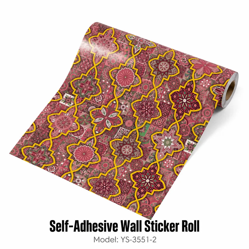 Glossy Moroccan Tile Peel and Stick Wallpaper Roll for Backsplash
